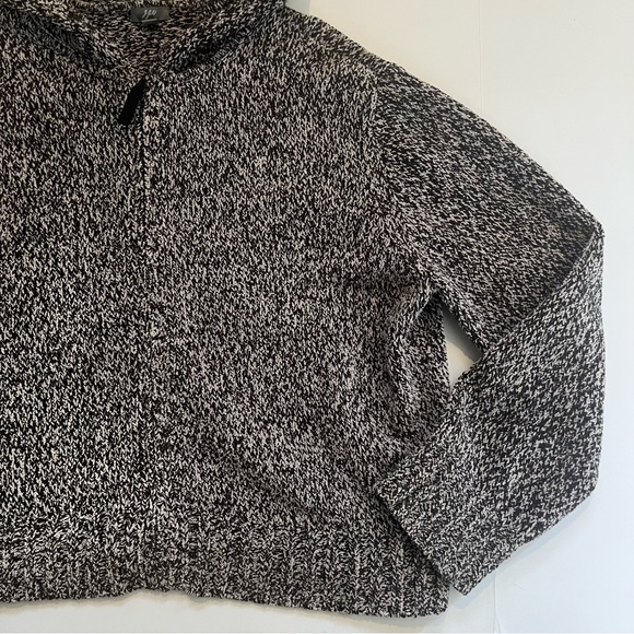 J. Jill Soft Cozy Heathered Gray / Black Fleece Full Hooded Zip Up Sweater L - Picture 7 of 10
